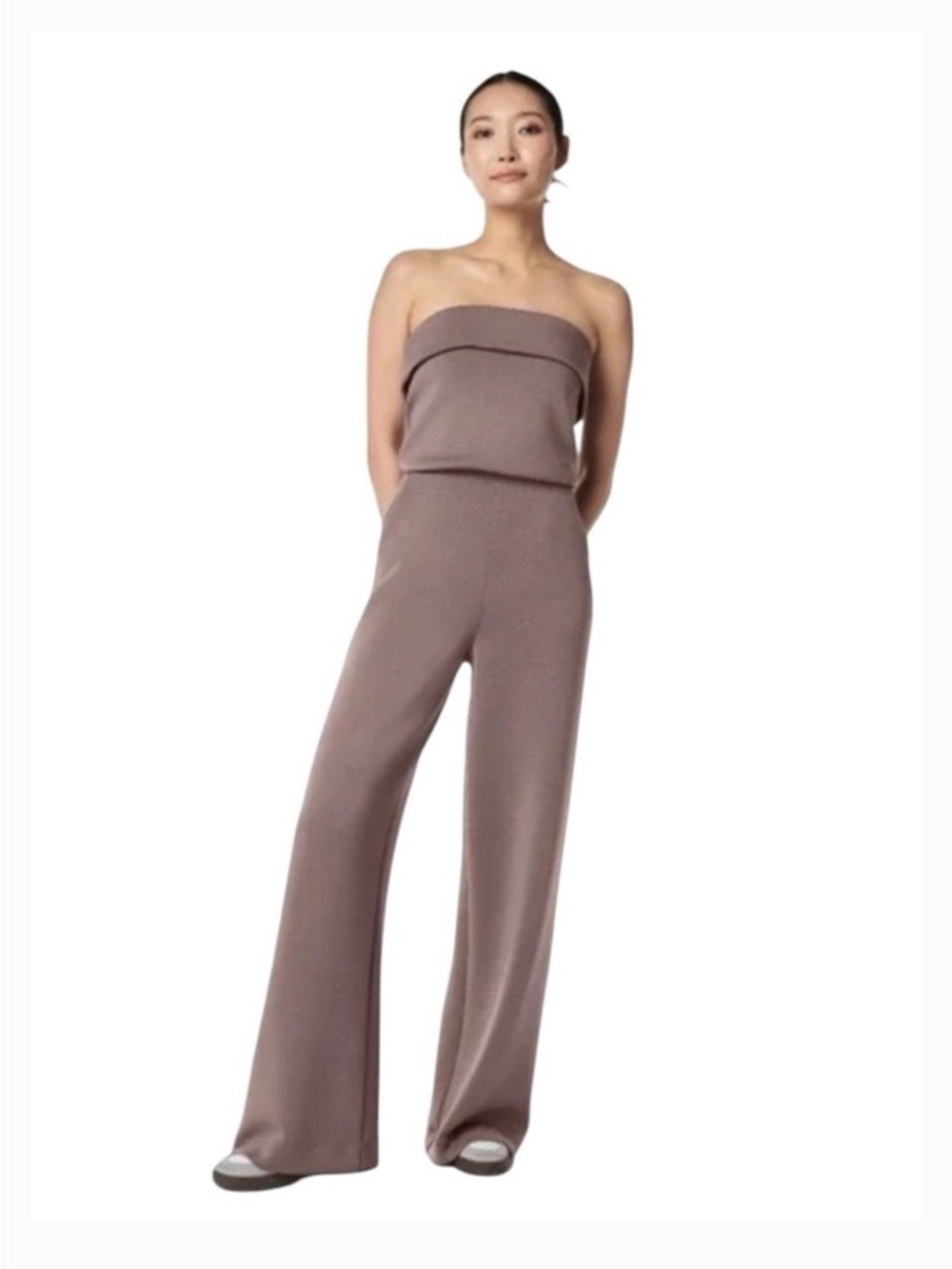 NWT SPANX Strapless Wide-Leg Jumpsuit in Taupe